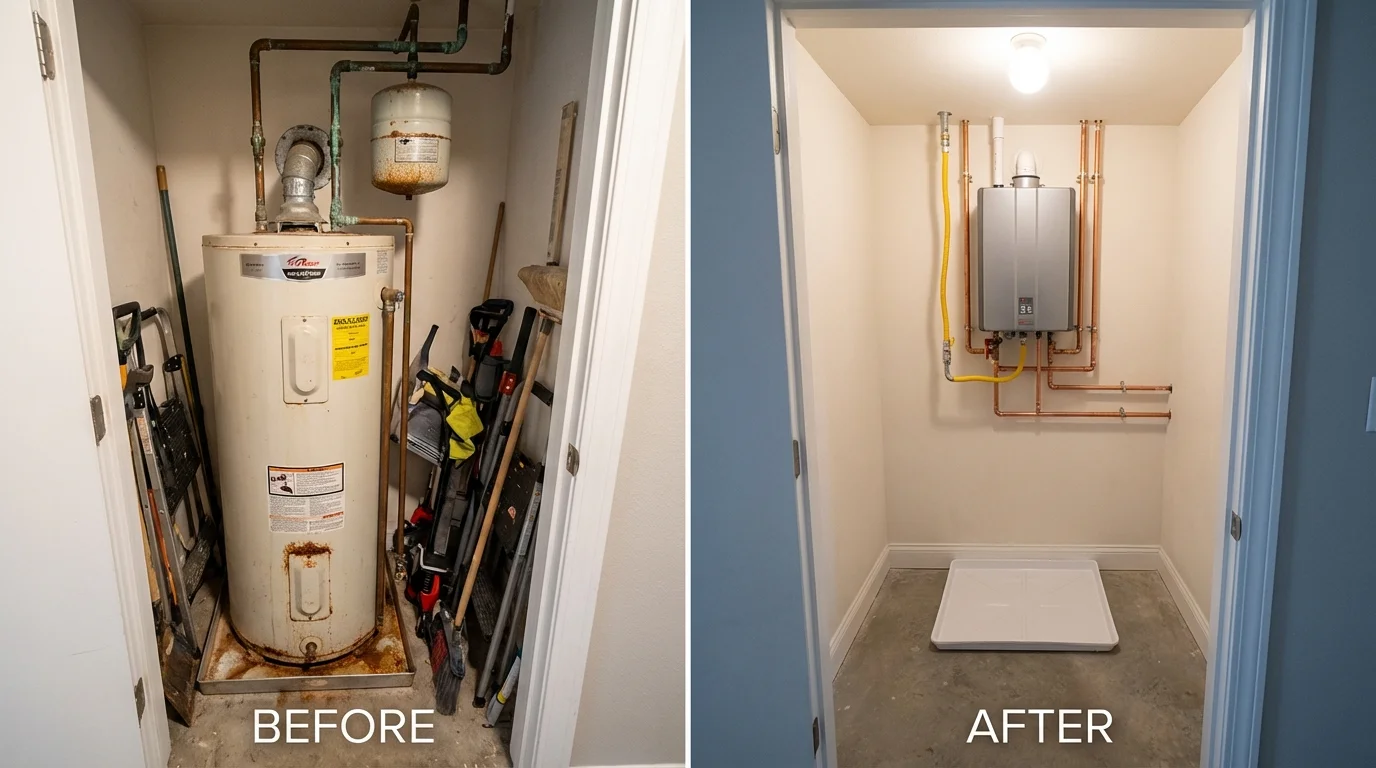 Tank water heater versus wall-mounted tankless unit comparison for Lowell, MI homeowners
